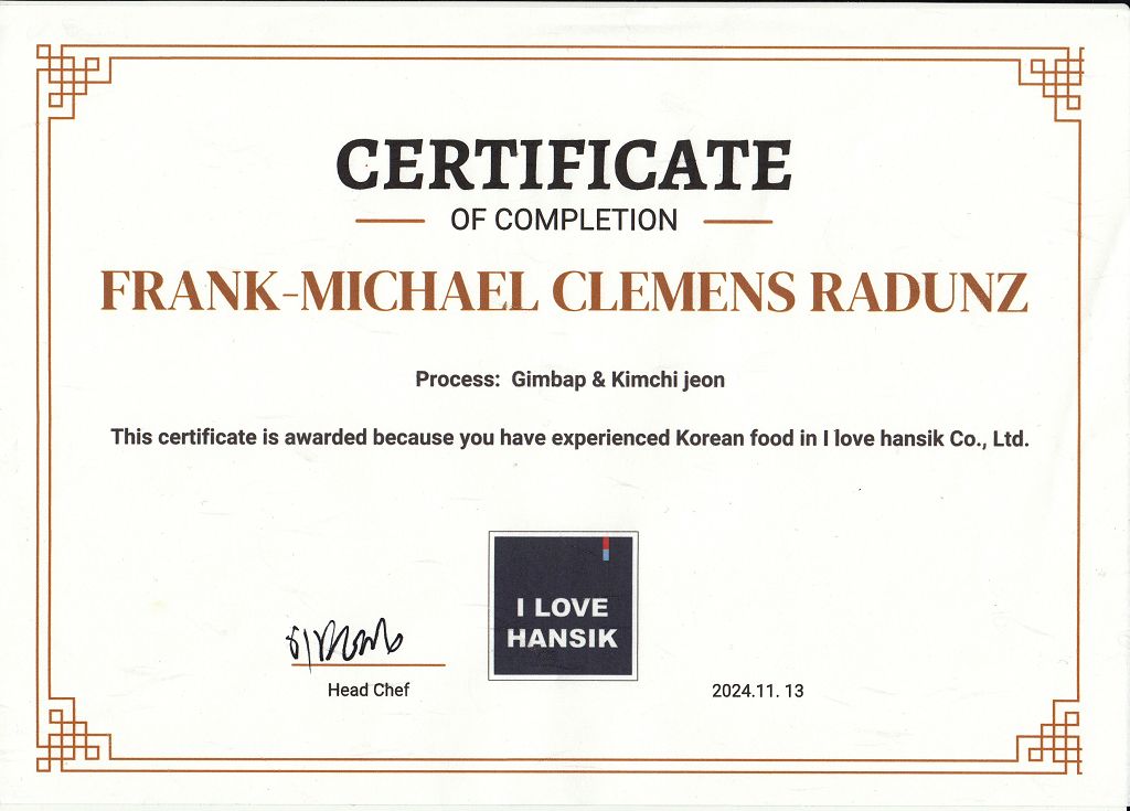 k-Kochkurs S�dkorea -Zertifikat